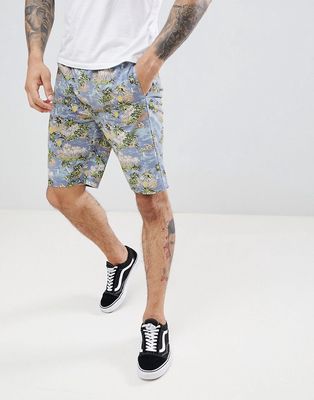 D-Struct Printed Summer Two-piece Shorts-Blues