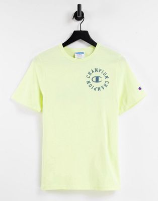 Champion large backprint logo t-shirt in pale yellow