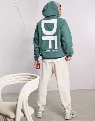 ASOS Dark Future oversized hoodie in polar fleece with large back logo print in green