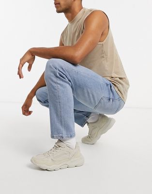 Bershka slim jeans in blue-Blues