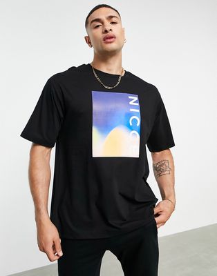 Nicce paradiso print t-shirt in black