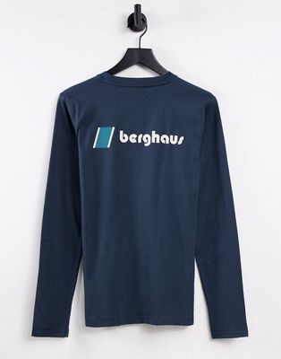 Berghaus Heritage front and back long sleeve t-shirt in navy