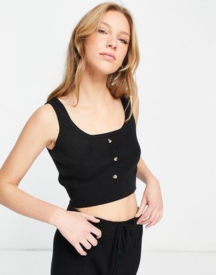 Accessorize beach lifestyle ribbed crop top in black - part of a set