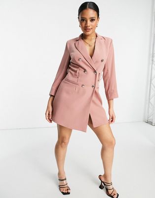 4th & Reckless blazer dress with buttons in dusty pink-Purple
