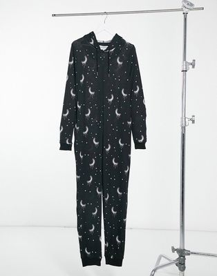 Brave Soul moon all-in-one sleepwear jumpsuit-Black