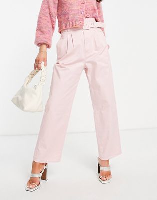 & Other Stories high waist belted pants in pink