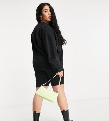 ASOS DESIGN Curve tracksuit sweatshirt / ribbed legging short in black