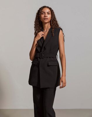 Y.A.S longline tailored vest in black - part of a set