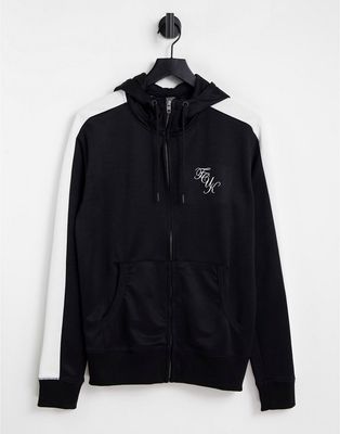 FCUK small script logo full zip hoodie in black