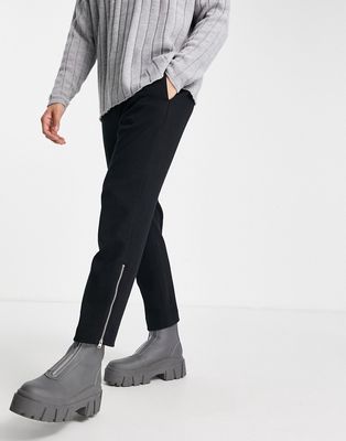 AllSaints agden smart sweatpants with zip detail in black