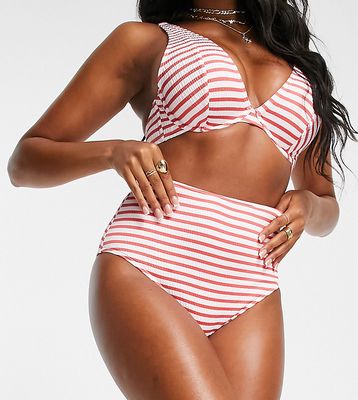 Peek & Beau Fuller Bust Exclusive mix and match high waist bikini bottom in red textured stripe