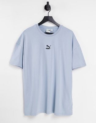 Puma Classic small logo t-shirt in light blue-Blues