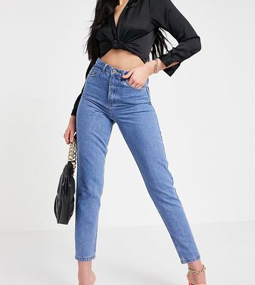 Missguided Tall riot high waisted plain rigid mom jean in blue-Blues