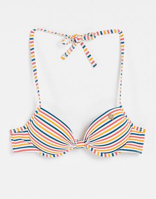Superdry Cassie striped cup bikini top in multi