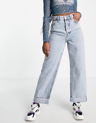Topshop oversized mom jeans in bleach-Blues