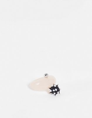 ASOS DESIGN plastic ring in pink domed shape with spikey ball rubber piercing-Multi