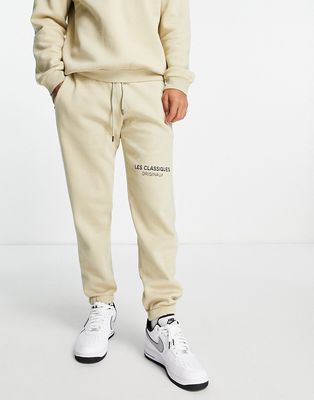 Only & Sons branded logo oversized sweatpants in beige - part of a set-Neutral