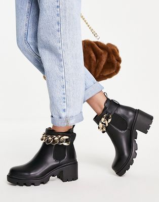 Steve Madden Amulet-C chain detail mid heel boots in black