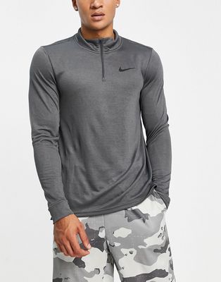 Nike Training Dri-FIT Superset half-zip long sleeve top in gray-Grey