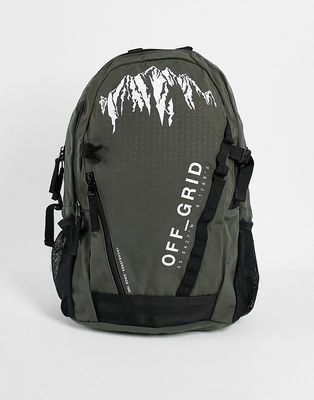 Jack & Jones mountain print backpack in dark gray