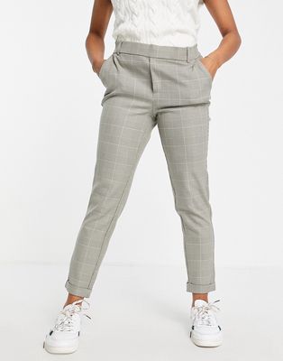 Vero Moda tailored cigarette pants in gray plaid-Multi