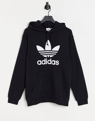 adidas Originals adicolor large trefoil hoodie in black