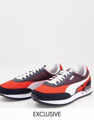 Puma Future Rider sneakers in burgundy and navy - exclusive to ASOS-Red