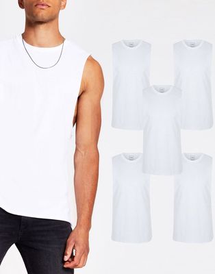 River Island muscle fit tank in white