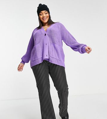 Noisy May Curve cardigan in bright purple