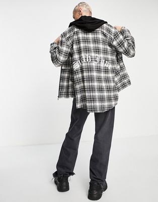 Sixth June check hooded shirt in black