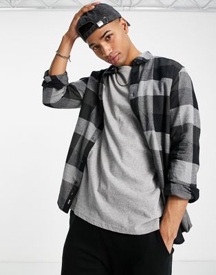 Only & Sons long sleeve check shirt in dark green