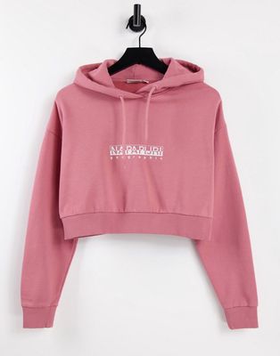 Napapijri Box cropped hoodie in pink