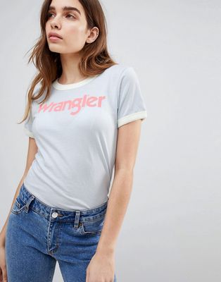 Wrangler Classic Ringer Logo T Shirt-Blue