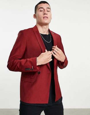 Twisted Tailor double breasted suit jacket in rust brown