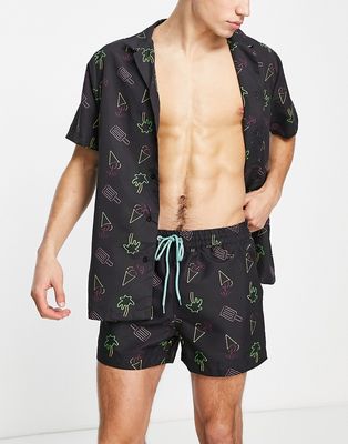 South Beach swim shorts in black ice cream print