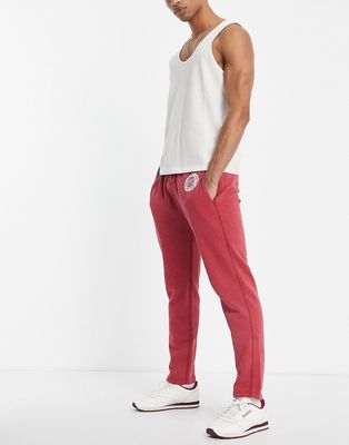 Abercrombie & Fitch fleece sweatpants in pink-Red