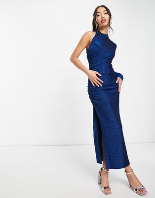 Bardot Xander sparkle slit midi dress in blue