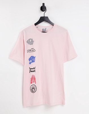 Puma Hoops graphic logo t-shirt in pink