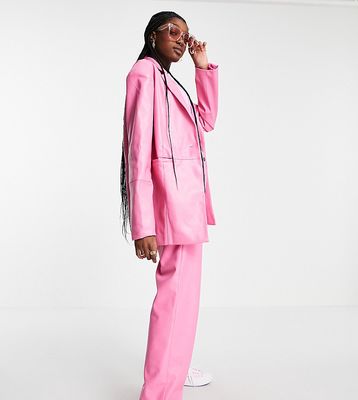 COLLUSION oversized blazer with seam detail in bright pink PU