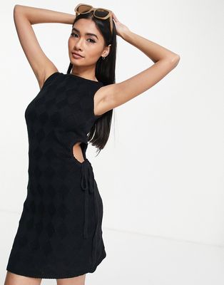 4th & Reckless Garret mini kniited beach dress with cut out detail in black