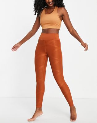 Only Play textured performance leggings in rust - part of a set-Brown