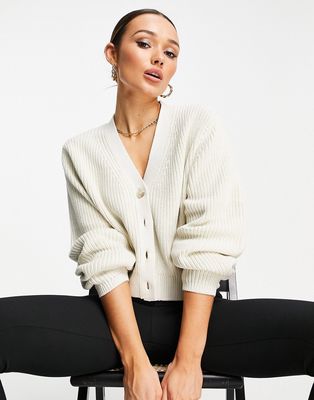 & Other Stories organic cotton knitted cardigan in off white