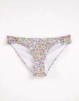 Accessorize tie side bikini bottom in floral ditsy print-Multi