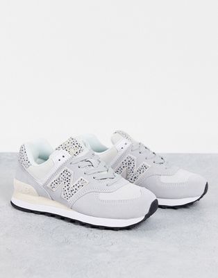 New Balance 574 animal sneakers in white and leopard - exclusive to ASOS