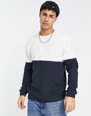Only & Sons colour block sweater in navy & white
