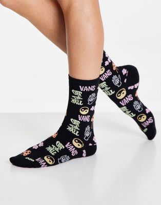 Vans Ticker printed socks in black