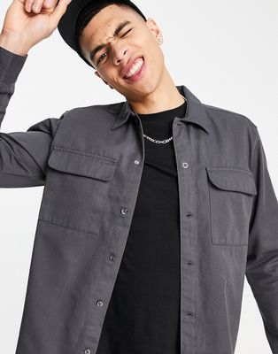 Only & Sons overshirt with double pocket in gray