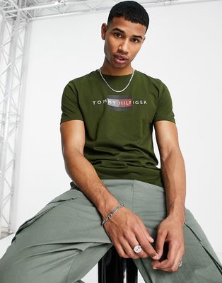 Tommy Hilfiger icon flag lines logo T-shirt in green
