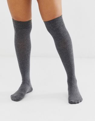 ASOS DESIGN over the knee socks-Grey