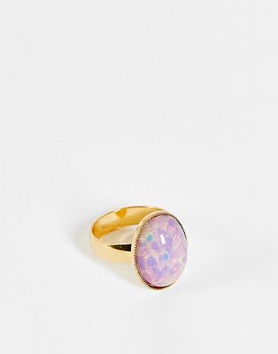 Pieces dome ring in gold & purple-Pink